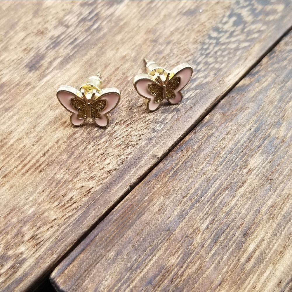Pink orchard butterfly earrings E0326